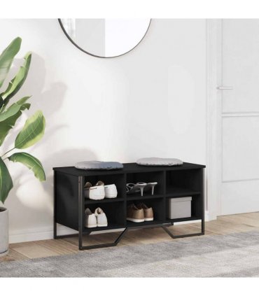 vidaXL Shoe Cabinet Black 90x38x45.5 cm Engineered Wood