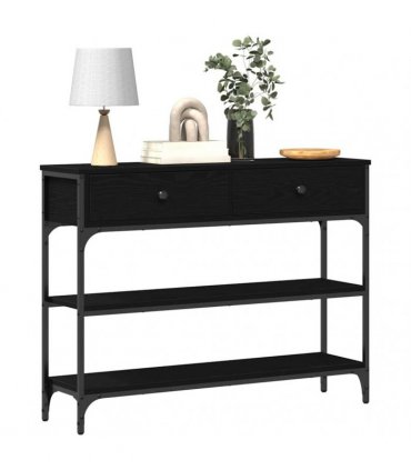 vidaXL Console Table Black Oak 100 x 25 x 75 cm Engineered Wood