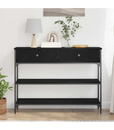 vidaXL Console Table Black Oak 100 x 25 x 75 cm Engineered Wood