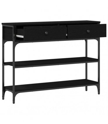 vidaXL Console Table Black Oak 100 x 25 x 75 cm Engineered Wood