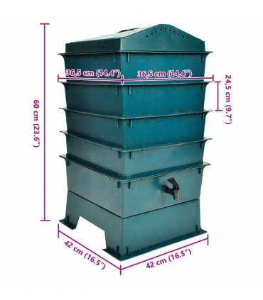 vidaXL 4-Tray Worm Factory 42x42x60 cm