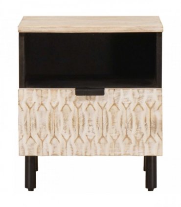 vidaXL Bedside Cabinet White 40 x 33 x 46 cm Solid Mango Wood