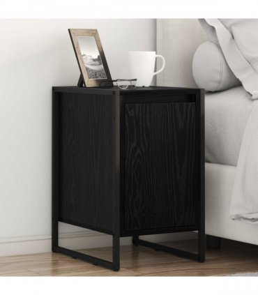 vidaXL Bedside Table Black Oak 39.5 x 30 x 50 cm Engineered Wood
