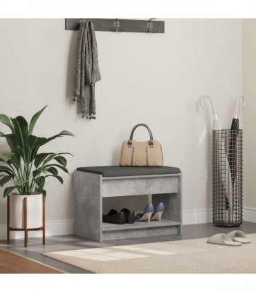 vidaXL Hall Bench with Cushion Concrete Grey 63 x 38 x 45 cm