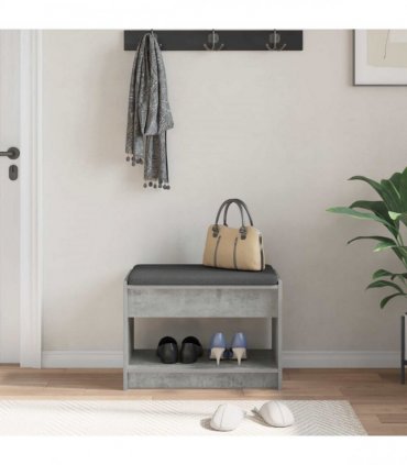 vidaXL Hall Bench with Cushion Concrete Grey 63 x 38 x 45 cm