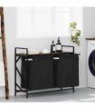 vidaXL Laundry Basket 2 Compartments with Shelf Smoked Oak