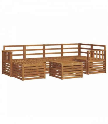 vidaXL Sectional Sofa Set 7 pcs Natural Solid Acacia Wood