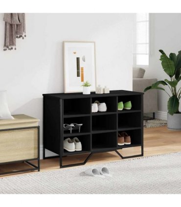 vidaXL Shoe Cabinet Black 90x38x61.5 cm Engineered Wood