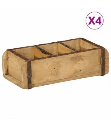 vidaXL Tray with Storage 4 pcs Brown 30 x 14 x 9 cm Solid Reclaim Wood