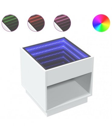 vidaXL Coffee Table with Infinity LED White 50x50x50 cm
