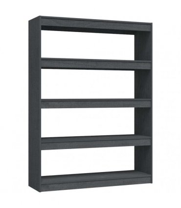 vidaXL Book Cabinet/Room Divider Grey 100x30x135.5 cm Solid Pinewood