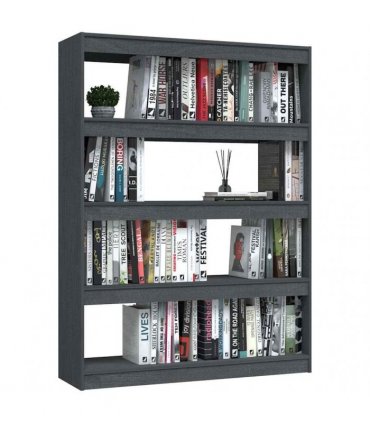 vidaXL Book Cabinet/Room Divider Grey 100x30x135.5 cm Solid Pinewood