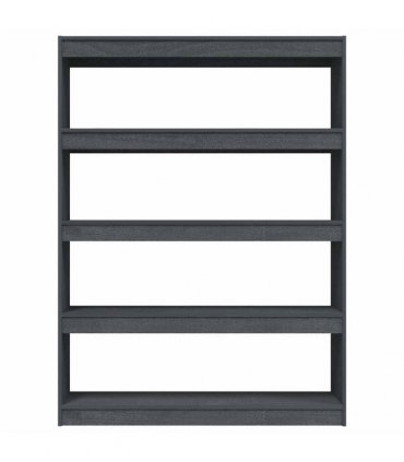 vidaXL Book Cabinet/Room Divider Grey 100x30x135.5 cm Solid Pinewood
