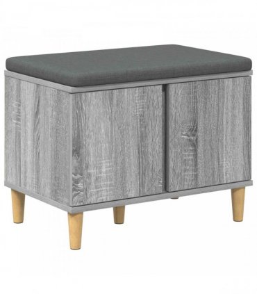 vidaXL Hall Bench with Cushion with Door Grey Sonoma 60 x 38 x 46 cm