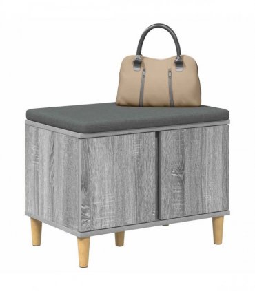 vidaXL Hall Bench with Cushion with Door Grey Sonoma 60 x 38 x 46 cm