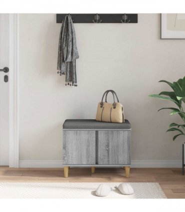 vidaXL Hall Bench with Cushion with Door Grey Sonoma 60 x 38 x 46 cm
