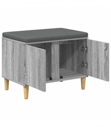 vidaXL Hall Bench with Cushion with Door Grey Sonoma 60 x 38 x 46 cm