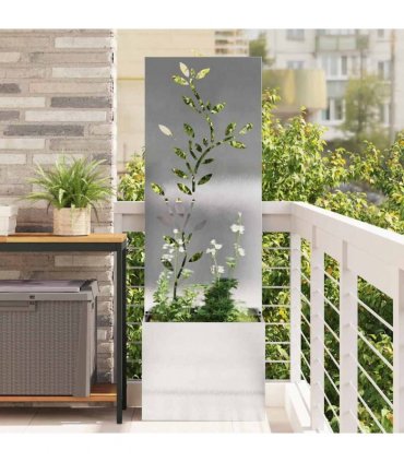 vidaXL Garden Privacy Screen Floral Sliver 50 x 150 cm Stainless steel