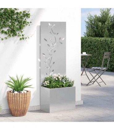 vidaXL Garden Privacy Screen Floral Sliver 50 x 150 cm Stainless steel