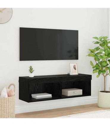 vidaXL TV Wall Cabinet Black Oak 100 x 30 x 30 cm Engineered Wood