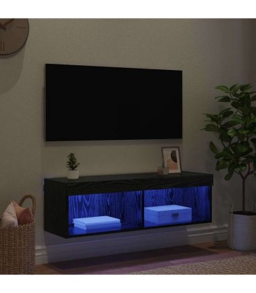 vidaXL TV Wall Cabinet Black Oak 100 x 30 x 30 cm Engineered Wood