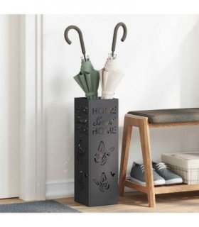 vidaXL Rain Umbrella Stand Black 15.5 x 15.5 x 49 cm Steel