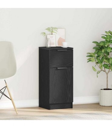 vidaXL Sideboard with Drawer Black Oak 30 x 30 x 70 cm Engineered Wood