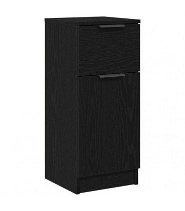 vidaXL Sideboard with Drawer Black Oak 30 x 30 x 70 cm Engineered Wood