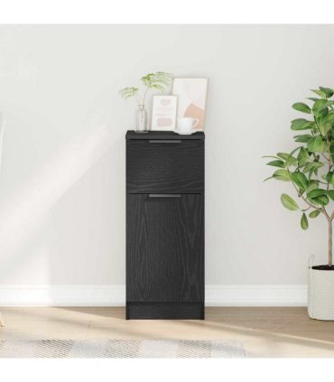 vidaXL Sideboard with Drawer Black Oak 30 x 30 x 70 cm Engineered Wood
