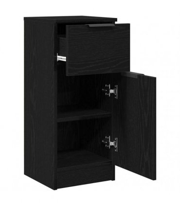 vidaXL Sideboard with Drawer Black Oak 30 x 30 x 70 cm Engineered Wood