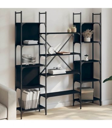 vidaXL Bookshelf | Black | Engineered wood | Large | Bookshelf | Rectangular