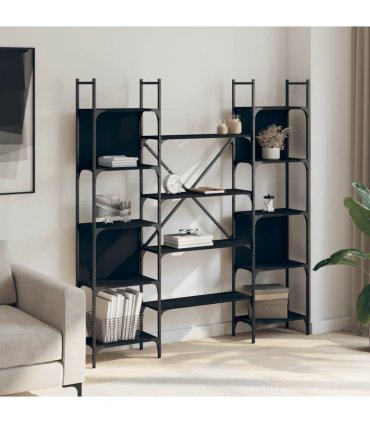 vidaXL Bookshelf | Black | Engineered wood | Large | Bookshelf | Rectangular