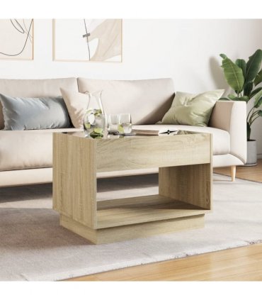 vidaXL Coffee Table with Infinity LED Sonoma Oak 70x50x50 cm