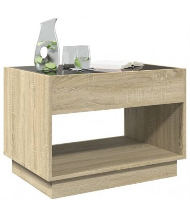 vidaXL Coffee Table with Infinity LED Sonoma Oak 70x50x50 cm
