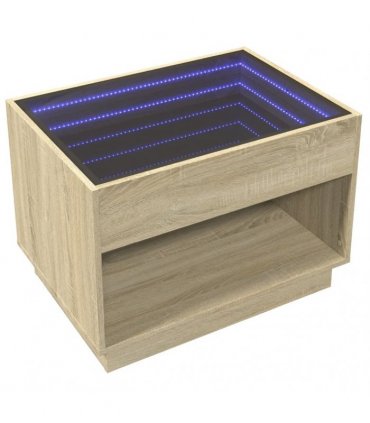 vidaXL Coffee Table with Infinity LED Sonoma Oak 70x50x50 cm