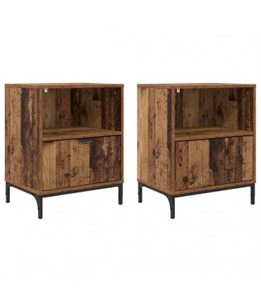 vidaXL Bedside Cabinet 2 pcs Old wood 49 x 36 x 61 cm Engineered wood