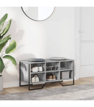 vidaXL Shoe Cabinet Grey Sonoma 90x38x45.5 cm Engineered Wood