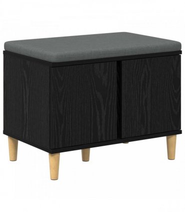 vidaXL Hall Bench Black Oak 60 x 38 x 46 cm Engineered Wood and Fabric