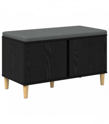 vidaXL Hall Bench Black Oak 80 x 38 x 46 cm Engineered Wood and Fabric
