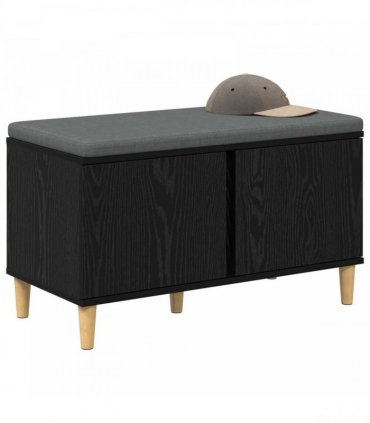 vidaXL Hall Bench Black Oak 80 x 38 x 46 cm Engineered Wood and Fabric