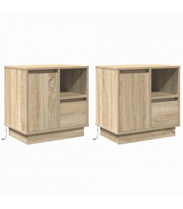 vidaXL Bedside Cabinet with Drawer 2 pcs Sonoma Oak 50 x 34.5 x 50 cm
