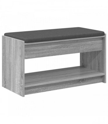 vidaXL Hall Bench with Cushion with Shelf Grey Sonoma 83 x 38 x 45 cm