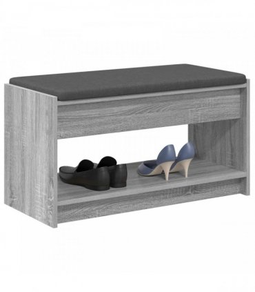 vidaXL Hall Bench with Cushion with Shelf Grey Sonoma 83 x 38 x 45 cm