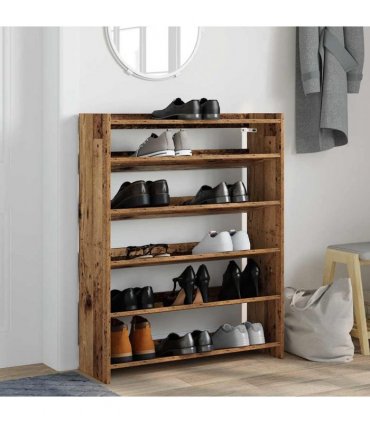 vidaXL Shoe Rack Old Wood 80x25x100 cm Engineered Wood