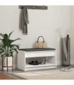 vidaXL Hall Bench White 83 x 38 x 45 cm Engineered Wood and Fabric