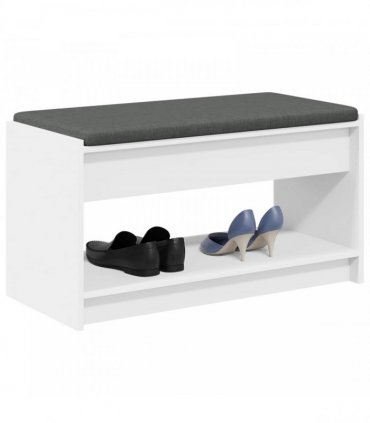 vidaXL Hall Bench White 83 x 38 x 45 cm Engineered Wood and Fabric