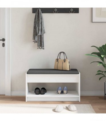 vidaXL Hall Bench White 83 x 38 x 45 cm Engineered Wood and Fabric