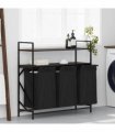 vidaXL Laundry Basket 3 Compartments with Shelves Brown Oak