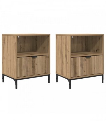 vidaXL Bedside Cabinet with Drawer 2 pcs Artisan oak 49 x 36 x 61 cm