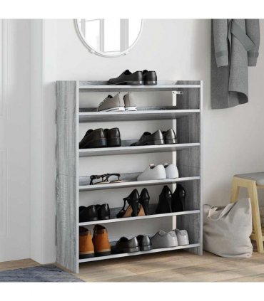 vidaXL Shoe Rack Grey Sonoma 80x25x100 cm Engineered Wood